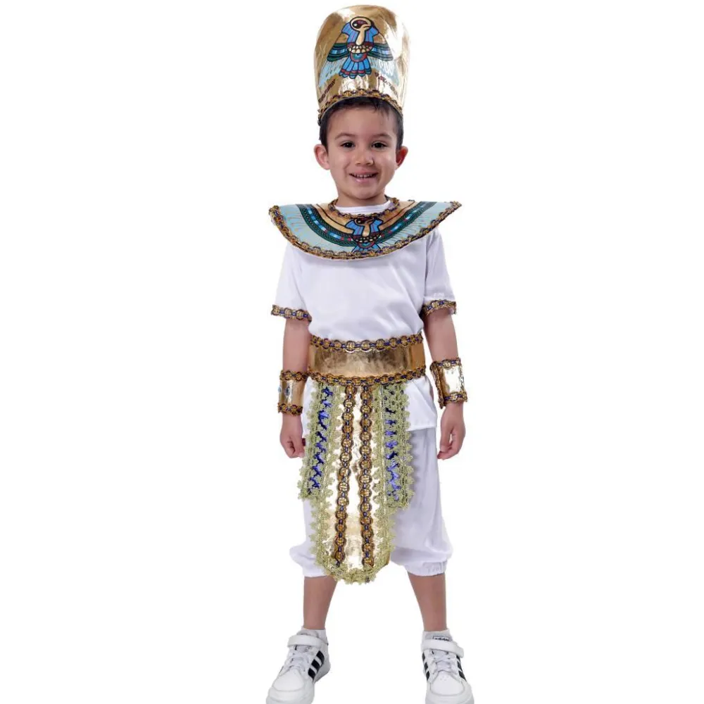New Kebedo Moda Disfraz de Faraón Príncipe Egipcio para Niños - Kit con Gorro, Collar y Cinturón