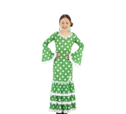 Disfraz de Flamenca Verde con lunares para niña