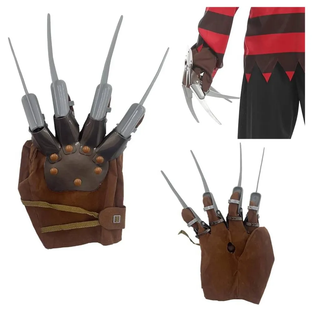 Outlet Kebedo Moda Disfraz de Freddy Krueger Hombre Adulto - Máscara de Látex Camisa Garra Sombrero Marrón
