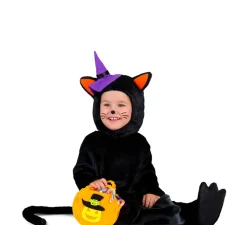 Disfraz de Gatito Negro con Calabaza para bebé y niños