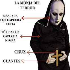 Best Kebedo Moda Disfraz de la Monja del Terror Macabra Unisex Adulto