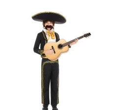 Disfraz de Mariachi Charro negro y dorado para niño