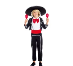 Discount Disfraz de Mariachi Mexicano Negro y Rojo para niño