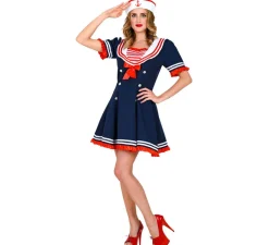 Hot Disfraz de Marinera Vestido con Lazo Rojo para mujer