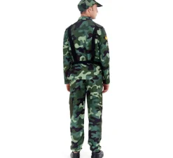 Disfraz de Militar verde Camuflado con Gorra para adulto