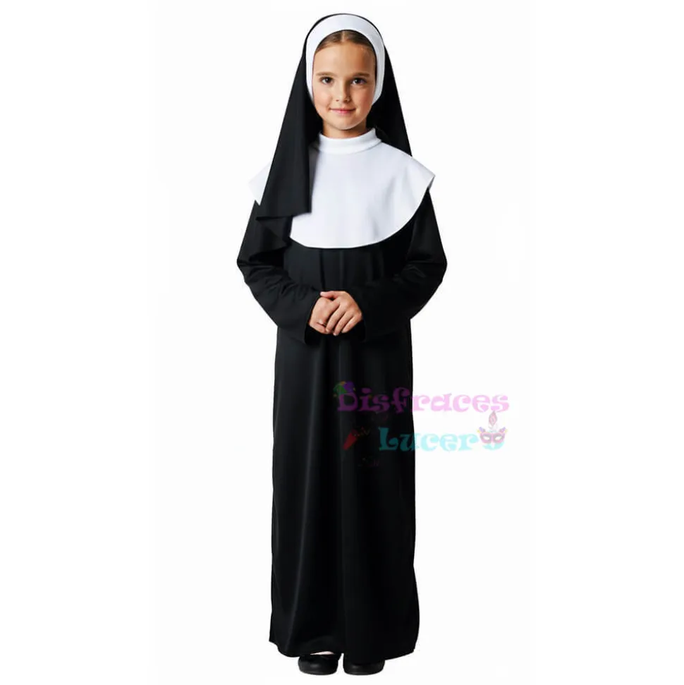 Disfraz de Monja Infantil – Hábito Tradicional con Velo