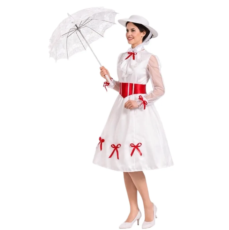 Disfraz de Niñera Mágica Adulto – Traje de Época Victoriana de Mary Poppins con Sombrero y Cinturón (3 Piezas)