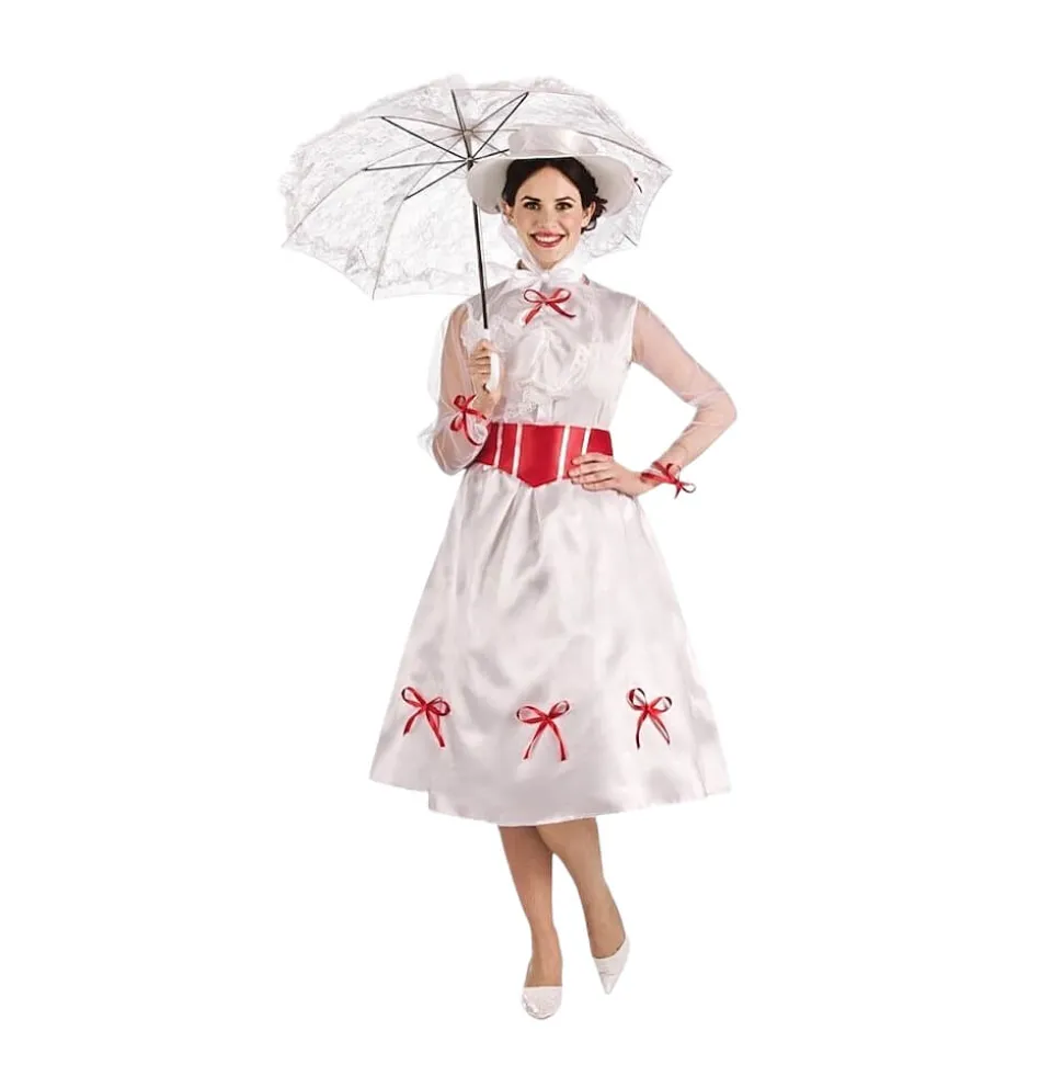 Disfraz de Niñera Mágica Adulto – Traje de Época Victoriana de Mary Poppins con Sombrero y Cinturón (3 Piezas)