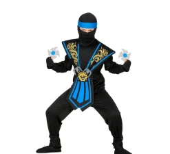 Online Disfraz de Ninja Kombat Azul con Armas para niño