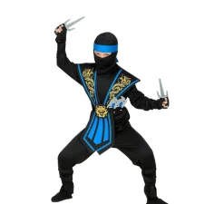 Online Disfraz de Ninja Kombat Azul con Armas para niño