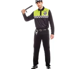 Disfraz de Policía Negro y Amarillo para Hombre