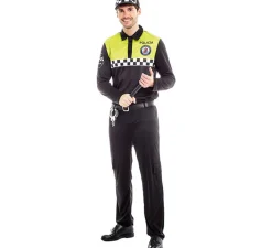 Disfraz de Policía Negro y Amarillo para Hombre