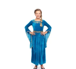 New Disfraz de Princesa Vikinga o Medieval Azul para niña