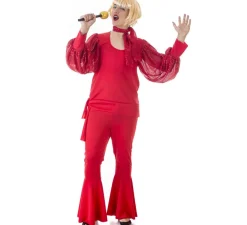 Disfraz de Raffaella Carrà rojo para adultos