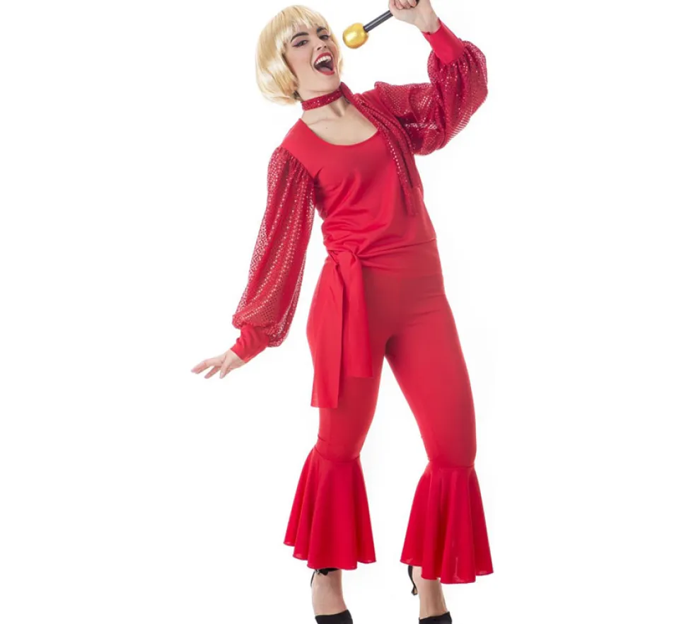 Disfraz de Raffaella Carrà rojo para adultos