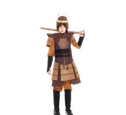 Disfraz de Samurái Legendario Japonés marrón para niño