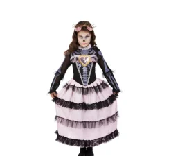 Hot Disfraz de Señorita del Día de Muertos negro y rosa para niña