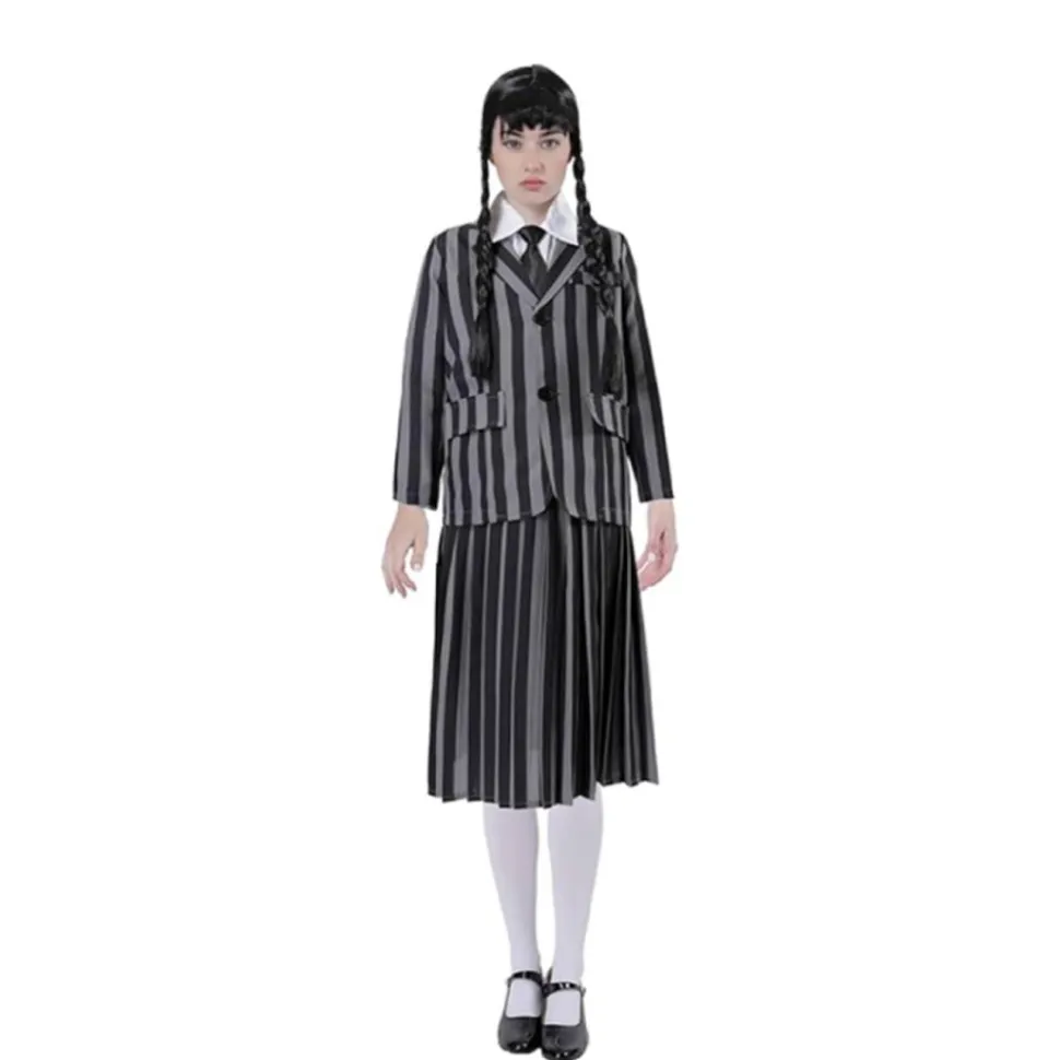 Disfraz de Uniforme Escolar de Miércoles Addams Merlina para Mujer - Chaqueta y Falda Gótica