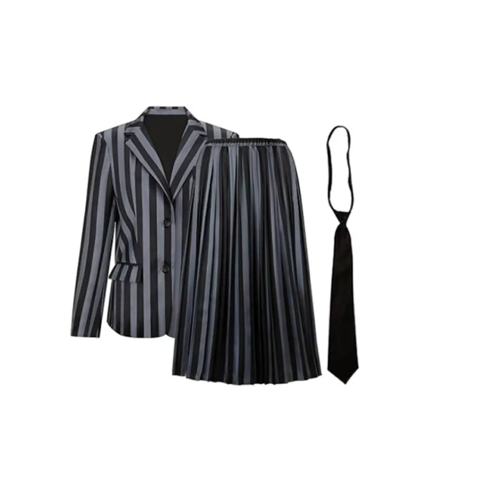Disfraz de Uniforme Escolar de Miércoles Addams Merlina para Mujer - Chaqueta y Falda Gótica