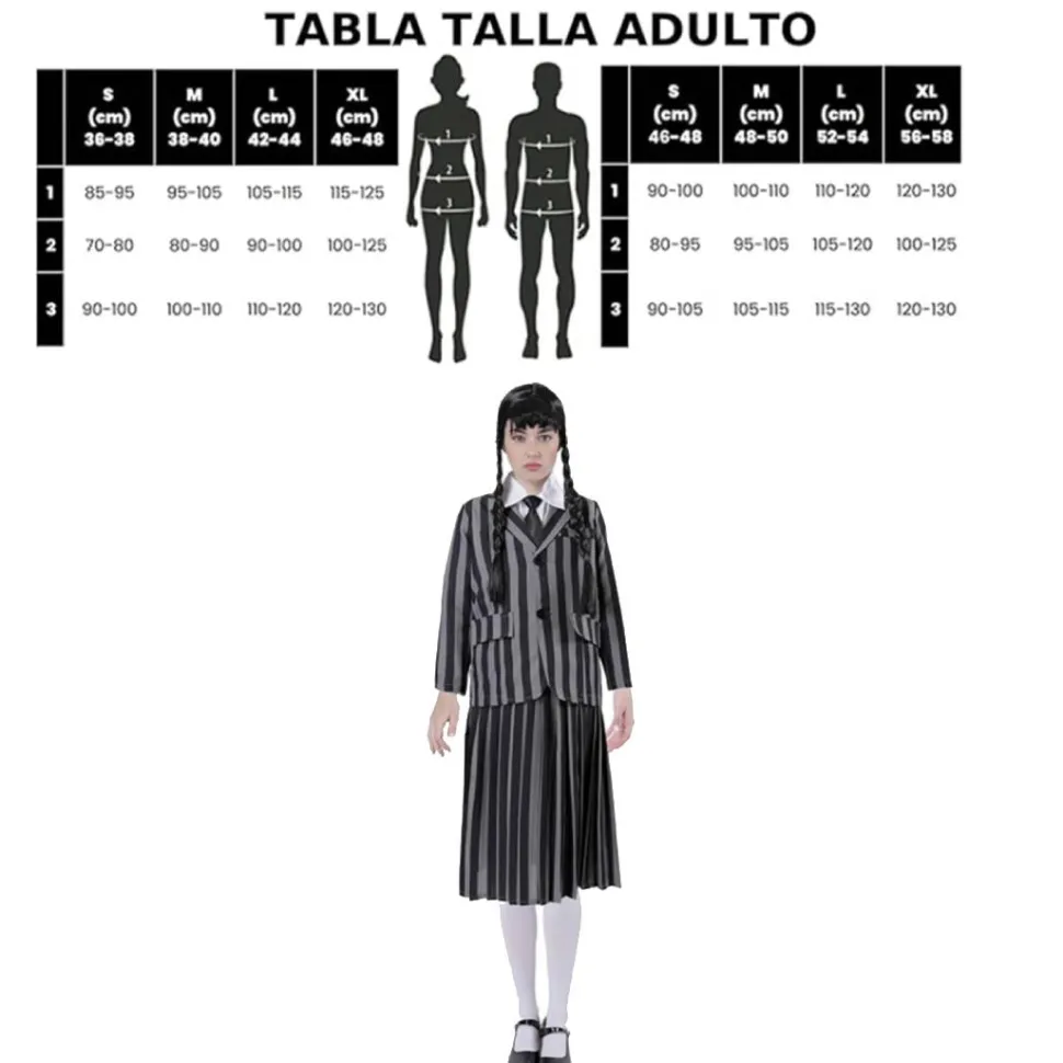 Disfraz de Uniforme Escolar de Miércoles Addams Merlina para Mujer - Chaqueta y Falda Gótica