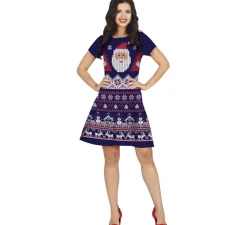 Online Disfraz de Vestido Azul Crochet Navideño para mujer