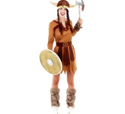 New Disfraz de Vikinga Marrón Guerrera para niña