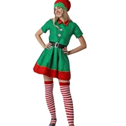 Clearance Kebedo Moda Disfraz Elfa Navideña Vestido Verde manga corta Mujer