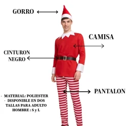 Online Kebedo Moda Disfraz Elfo Navidad Traje rojo y blanco Hombre