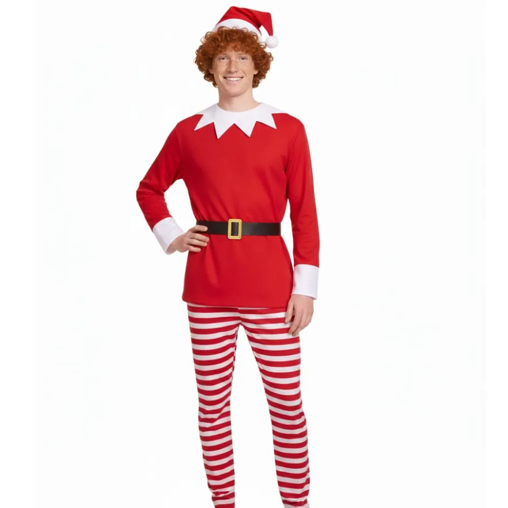 Online Kebedo Moda Disfraz Elfo Navidad Traje rojo y blanco Hombre