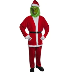 Disfraz El Grinch Criatura Verde Navideña con Traje Papá Noel Rojo