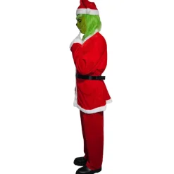 Disfraz El Grinch Criatura Verde Navideña con Traje Papá Noel Rojo