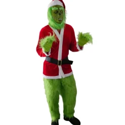 Disfraz El Grinch Duende Verde Peludo con Traje de Navidad Adulto