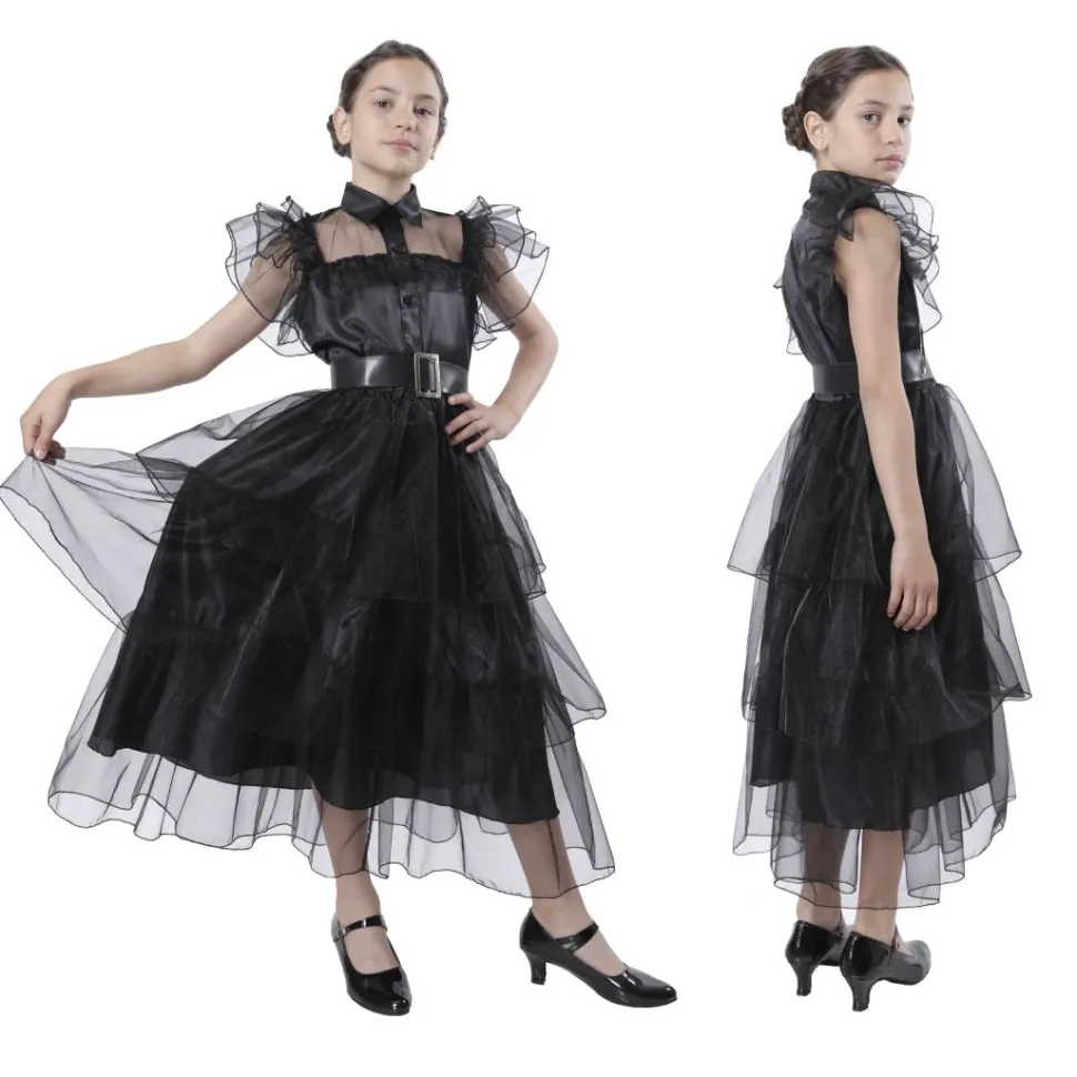 Disfraz Gala Merlina para Niñas - Vestido de Baile de Miércoles Addams
