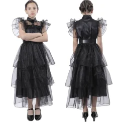 Disfraz Gala Merlina para Niñas - Vestido de Baile de Miércoles Addams