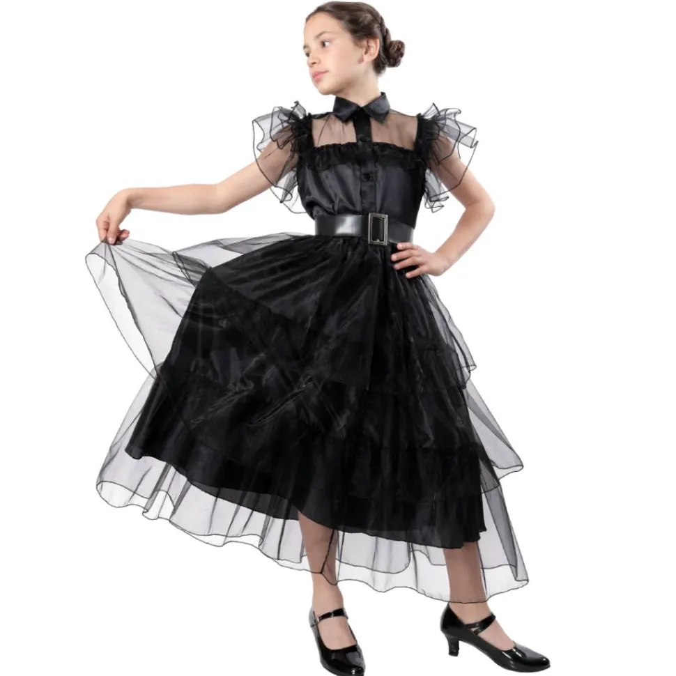 Disfraz Gala Merlina para Niñas - Vestido de Baile de Miércoles Addams