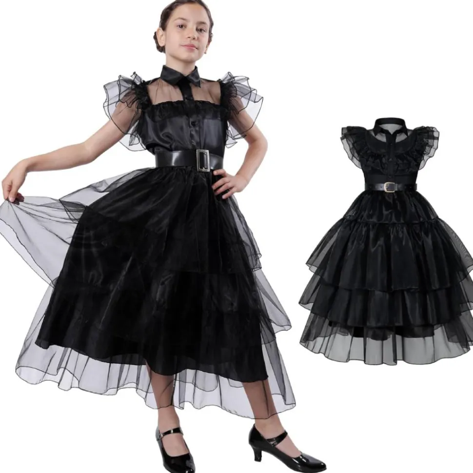 Disfraz Gala Merlina para Niñas - Vestido de Baile de Miércoles Addams