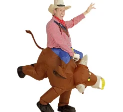 Clearance Disfraz Hinchable de Vaquero montando Toro Salvaje para adulto