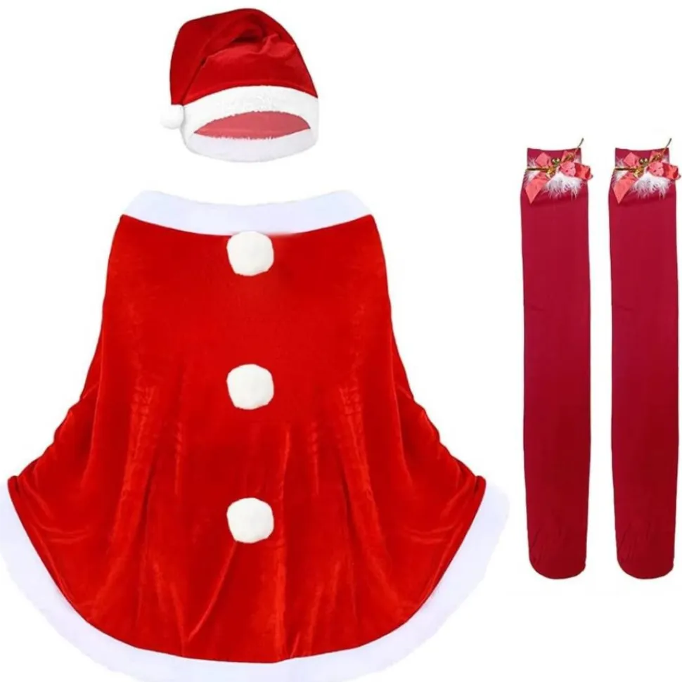 Disfraz Mamá Noel Poncho Gorro y Medias
