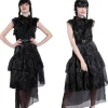Disfraz Merlina Baile Miércoles Addams Mujer - Vestido Gala Gótico con Cinturón