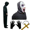 New Kebedo Moda Disfraz Monja Poseída Película de Terror - Túnica, Máscara látex, Guantes y Cruz para Adulto