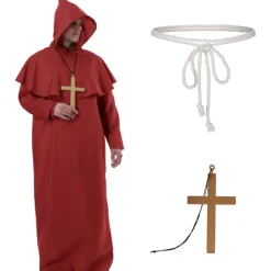 Discount Kebedo Moda Disfraz Monje Sacerdote Túnica Roja Adulto