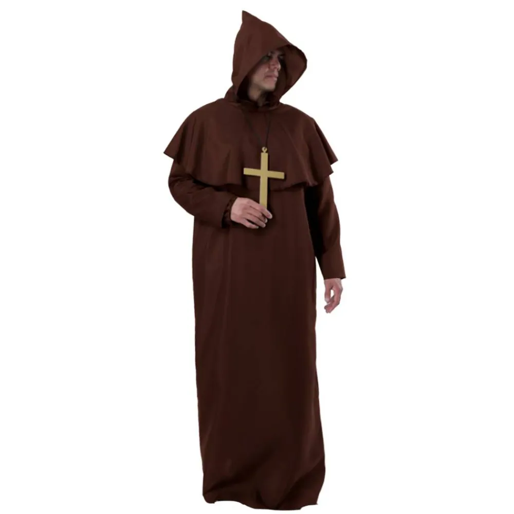 Discount Kebedo Moda Disfraz Monje Sacerdote Túnica Marrón Adulto