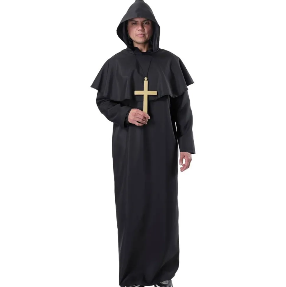 Disfraz Monje Sacerdote Túnica Negra Adulto