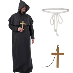 Disfraz Monje Sacerdote Túnica Negra Adulto