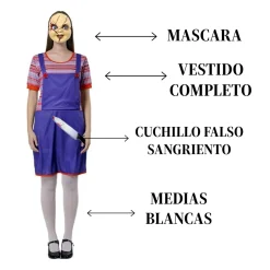 Hot Kebedo Moda Disfraz Muñeca Malvada Mujer Adulta Estilo Novia de Chucky