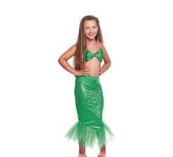 Disfraz o Kit Sirena Verde para niña: Top y Falda