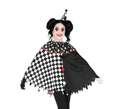 Online Disfraz o Poncho de Arlequín Negro y Blanco a Cuadros para niña