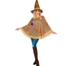 Online Disfraz o Poncho de Espantapájaros con Sombrero para adulto