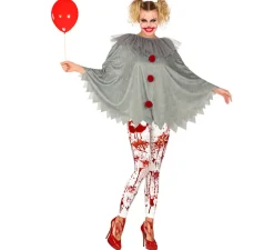 Disfraz o Poncho de Payaso Aterrador para adultos