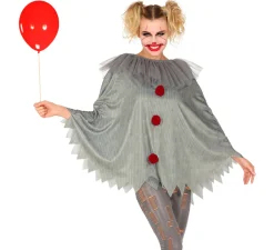 Disfraz o Poncho de Payaso Aterrador para adultos